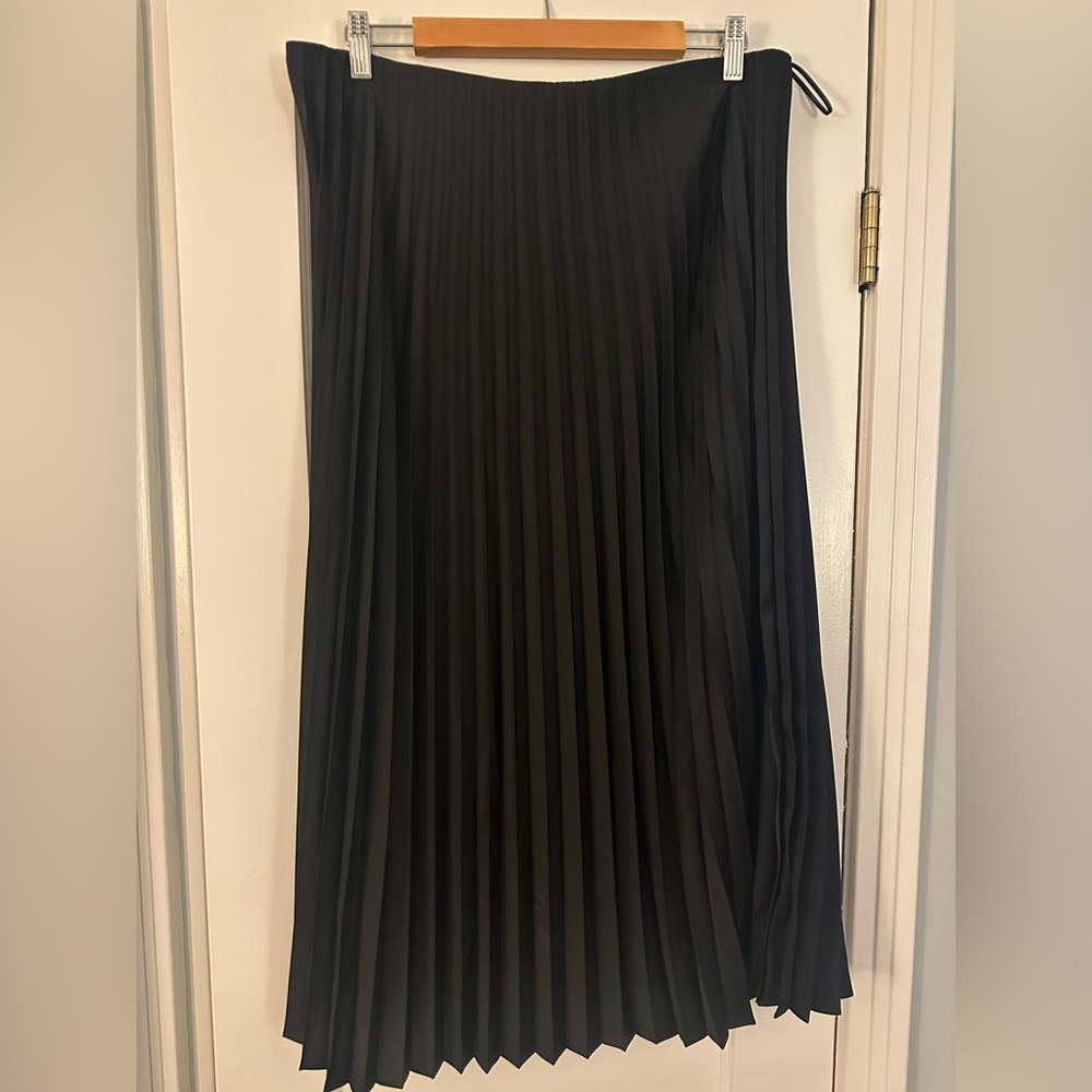 J. Crew Satin Pleated Midi Skirt, L